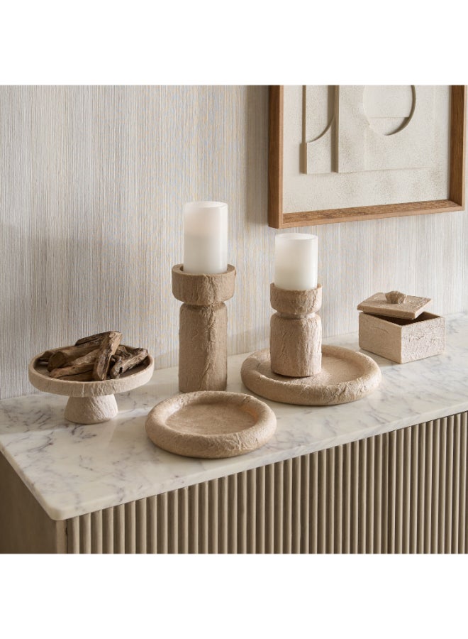 Home Box Round Tray in Travertine Finish for Home Decor - Image 4